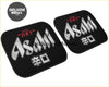 Black asahi super dry car seat cushion with silver and red embroidered logo for custom japanese floor mats