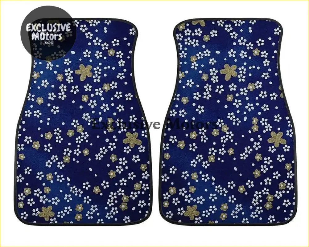 Custom Japanese Blue Cherry Blossom Mini Floor Mats - Interior Accessories