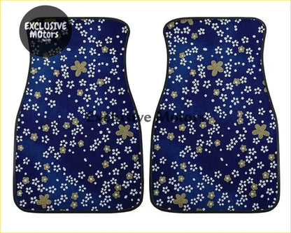Custom Japanese Blue Cherry Blossom Mini Floor Mats - Interior Accessories
