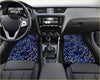 Custom japanese blue cherry blossom mini floor mats feature blue floral design with white and gold blossoms for cars