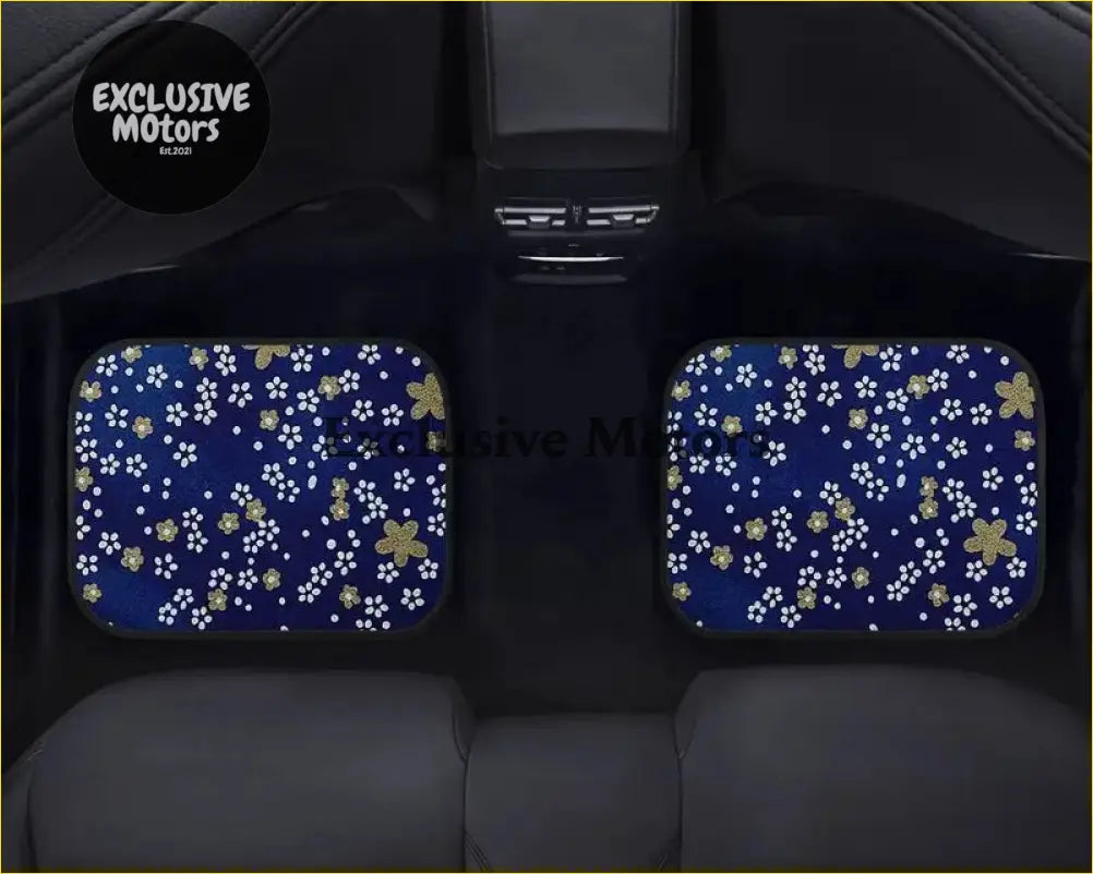 Custom Japanese Blue Cherry Blossom Mini Floor Mats - Interior Accessories