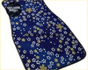 Deep blue custom japanese cherry blossom mini floor mat with delicate white and gold glittery flower pattern