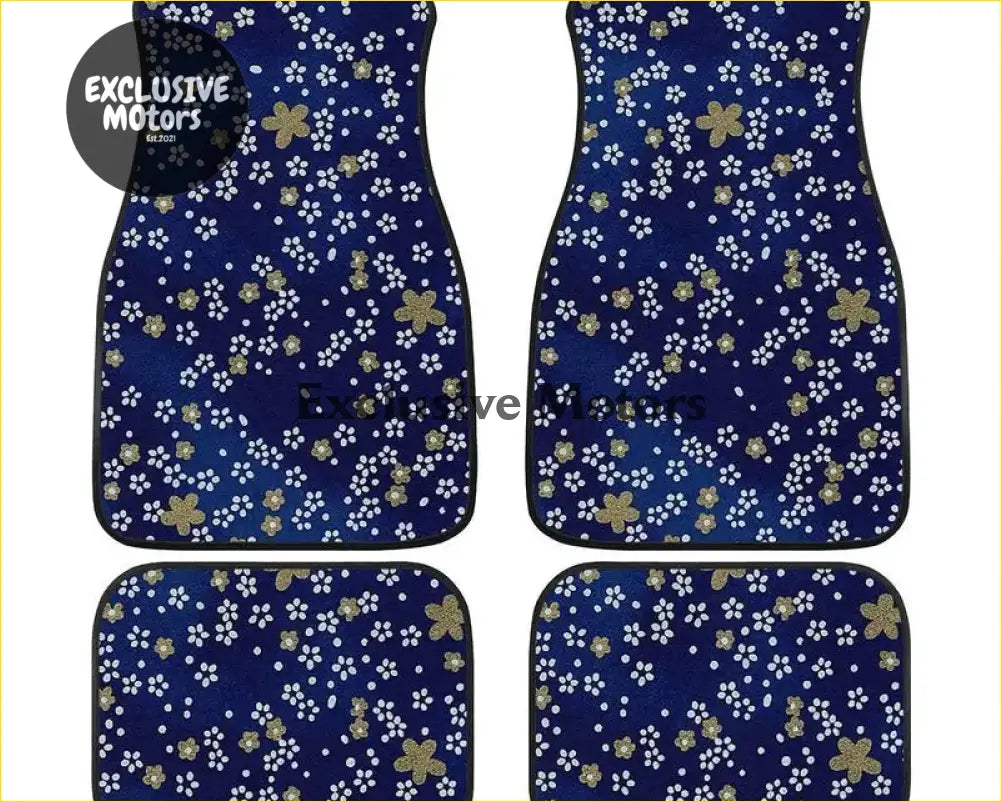 Custom Japanese Blue Cherry Blossom Mini Floor Mats - Interior Accessories