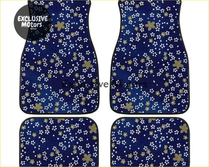 Custom Japanese Blue Cherry Blossom Mini Floor Mats - Interior Accessories