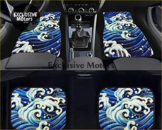 Custom Japanese Blue Waves Floor Mats - Interior Accessories