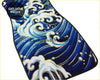 Custom japanese blue waves car floor mats with blue and white wave pattern and black border for stylish interior