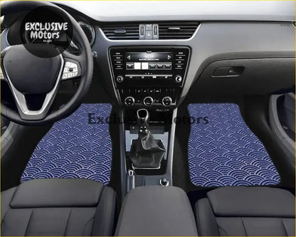 Custom Japanese Waves Floor Mats Blue - Interior Accessories