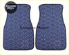 Navy blue custom japanese waves car floor mats with white wave pattern design for stylish interior protection