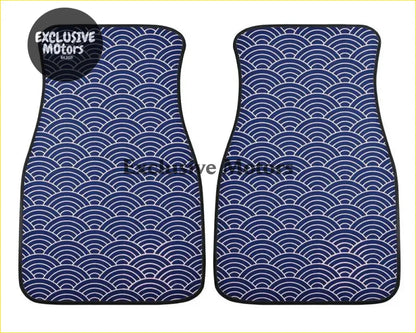 Custom Japanese Waves Floor Mats Blue - Interior Accessories