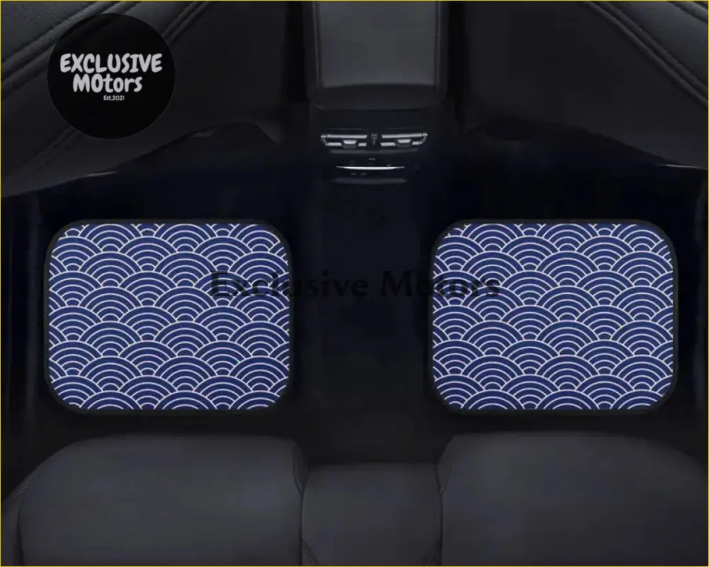Custom Japanese Waves Floor Mats Blue - Interior Accessories