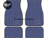 Set of four navy blue custom japanese waves car floor mats with white wave pattern for stylish car interiors