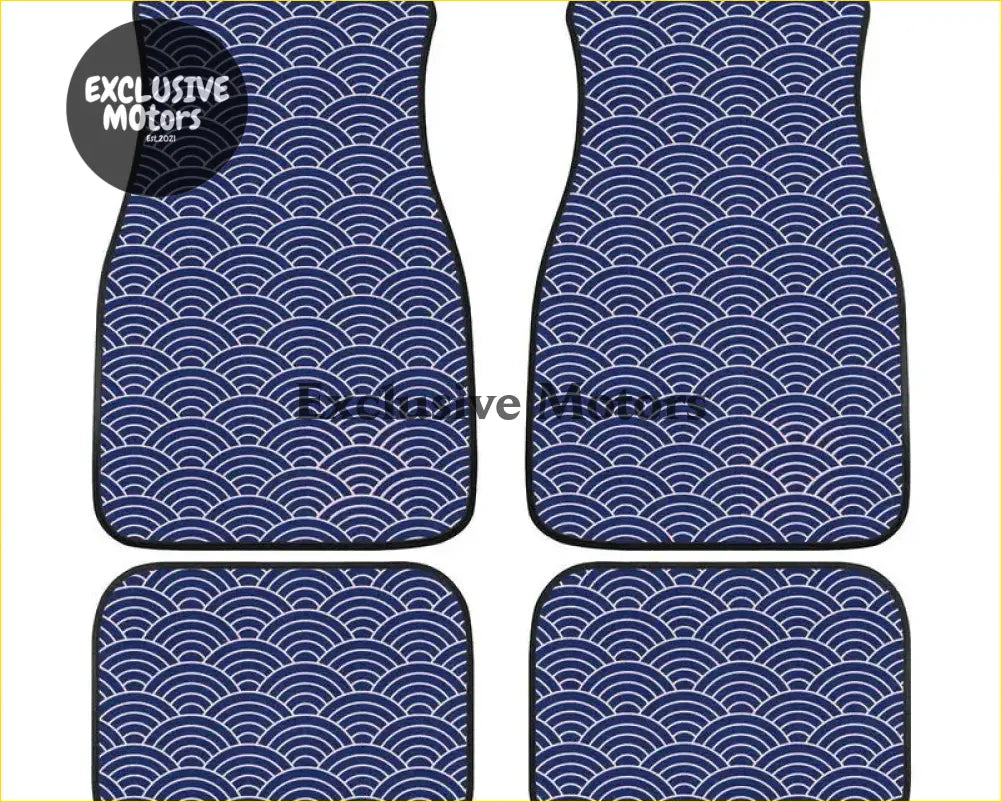 Custom Japanese Waves Floor Mats Blue - Interior Accessories