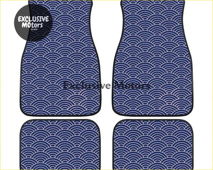 Custom Japanese Waves Floor Mats Blue - Interior Accessories