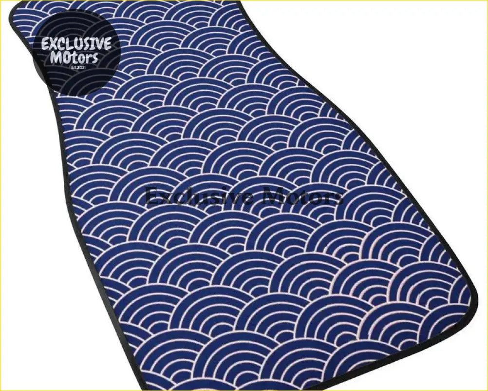 Custom Japanese Waves Floor Mats Blue - Interior Accessories