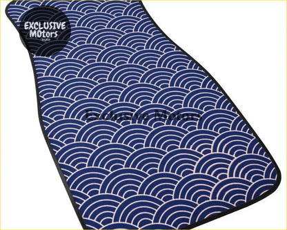 Custom Japanese Waves Floor Mats Blue - Interior Accessories