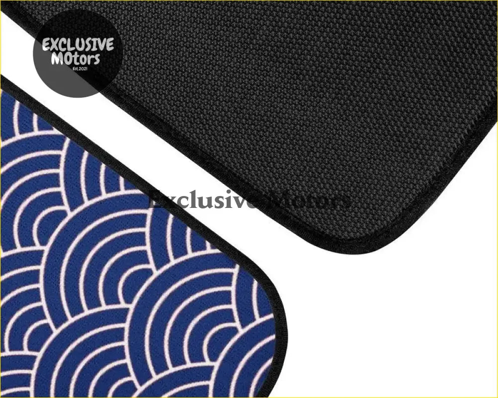 Custom Japanese Waves Floor Mats Blue - Interior Accessories