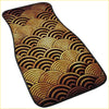 Custom japanese waves car floor mat with golden and brown concentric arcs pattern bordered in black
