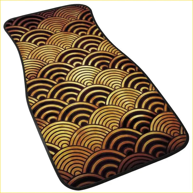 Custom Japanese Waves Floor Mats Gold - Interior Accessories