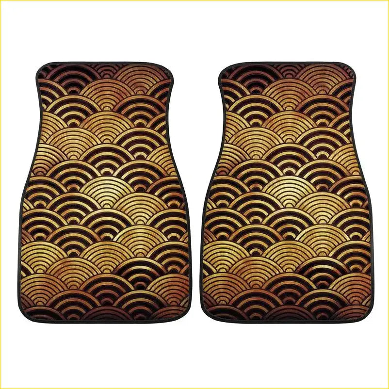 Custom Japanese Waves Floor Mats Gold - Interior Accessories