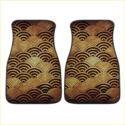 Custom Japanese Waves Floor Mats Gold - Interior Accessories