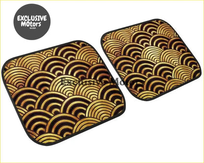 Custom Japanese Waves Floor Mats Gold - Interior Accessories
