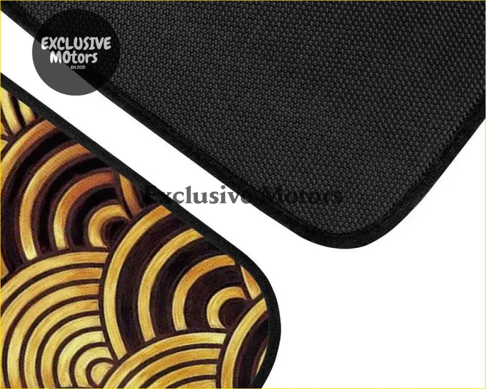 Custom Japanese Waves Floor Mats Gold - Interior Accessories