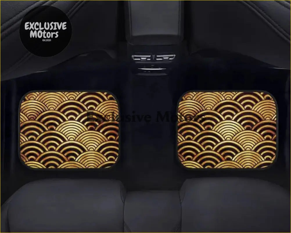 Custom Japanese Waves Floor Mats Gold - Interior Accessories