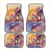 Set of four custom koi fish floor mats with vibrant pink koi and swirling purple orange patterns for car interiors