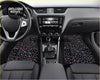 Custom leopard bean floor mats featuring black base with vibrant multicolored leopard print pattern for car floors