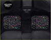 Black custom leopard bean floor mats with vibrant pink yellow and teal leopard print pattern for car interiors