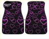 Custom neo pink hearts floor mats black car mats with glowing purple and pink neon heart patterns