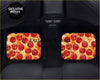 Custom pepperoni pizza floor mats with vibrant red and golden yellow design perfect for car interiors