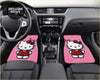 Custom pink kitty cat floor mats featuring hello kitty with red bow on pink checkered car floor mats