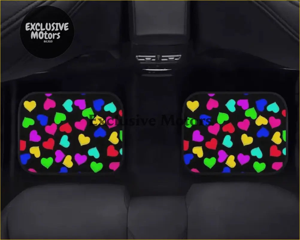 Custom Rainbow Hearts Floor Mats - Interior Accessories
