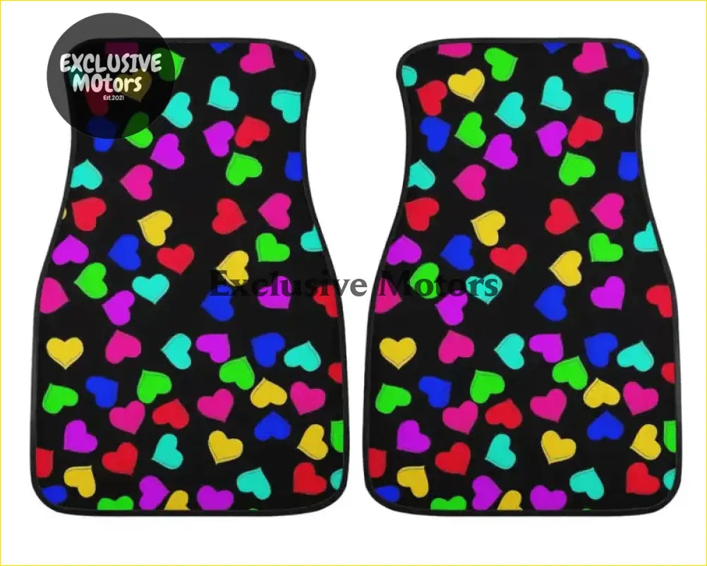 Custom Rainbow Hearts Floor Mats - Interior Accessories