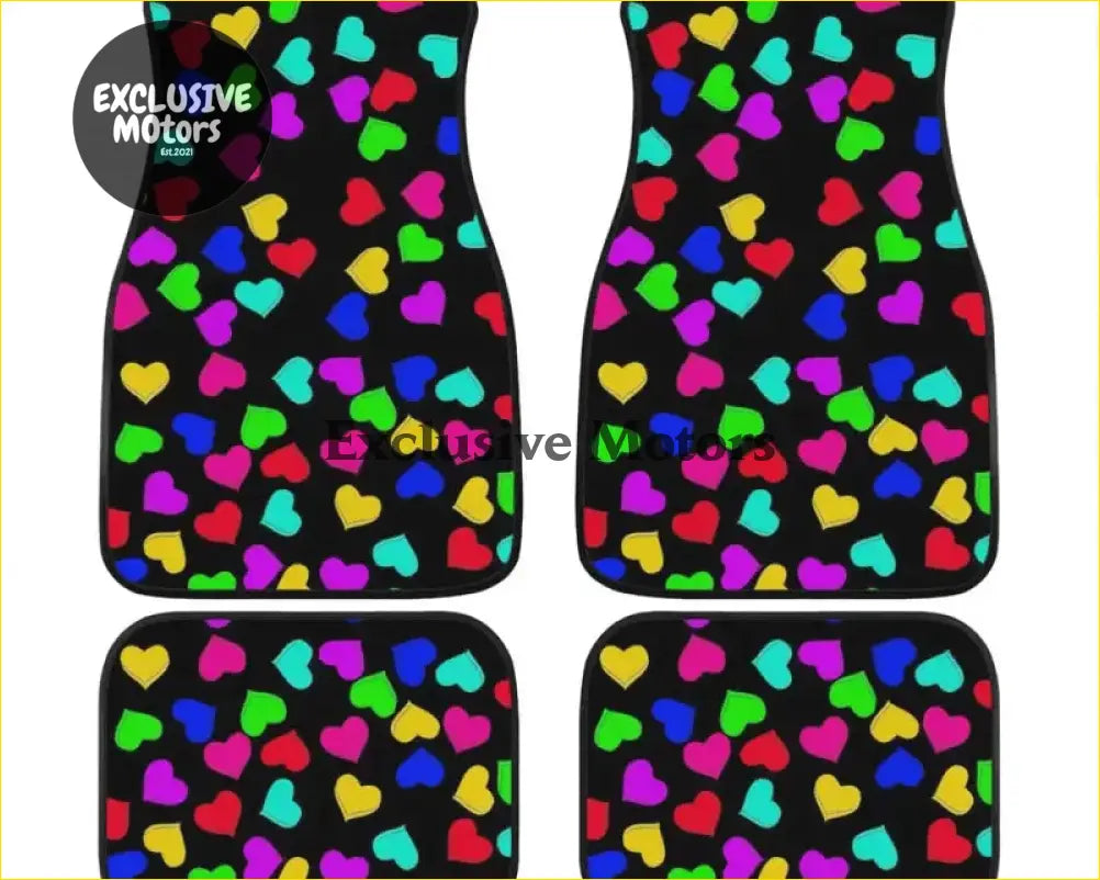 Custom Rainbow Hearts Floor Mats - Interior Accessories