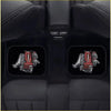 Custom rb26 engine floor mats in red and silver with black borders designed for car interiors