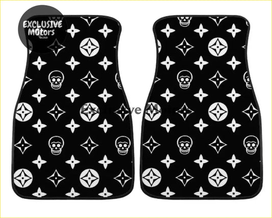 Custom Skull Shuriken Black Floor Mats - Interior Accessories