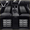 Custom style floor mats in black with white recaro logo text perfect for protecting car floors with style