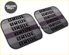 Custom universal bride style car floor mats in gray and black stripes with bold bride lettering across surface