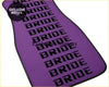 Purple custom universal car floor mat with black bride lettering in a grid pattern for stylish protection