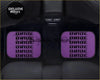 Purple bride style custom universal floor mats with black lettering inside a dark vehicle interior