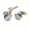 Silver cylindrical door lock cylinders with matching keys for toyota hilux 1983-1997 x2 set
