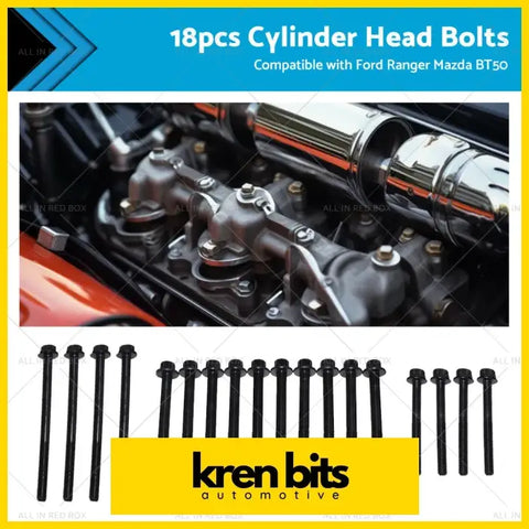 Black cylinder head bolts made of durable metal suitable for ford ranger pj pk and mazda bt50 b3000 engines