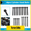 Set of 18 black cylinder head bolts made of metal for ford ranger pj pk mazda bt-50 b3000 automotive use