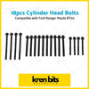 Set of 18 black cylinder head bolts for ford ranger pj pk and mazda bt50 b3000 engine maintenance