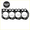 Black engine head gasket for Nissan Navara d21 with four circular openings and edge holes for a perfect seal