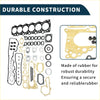 A cylinder head gasket kit for toyota 1hd 24v with black rubber gaskets and gold metal backing components