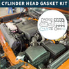 Cylinder head gasket kit for Toyota 2C with black and teal rubber seals o-rings and metal parts arranged neatly