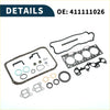 Black and silver cylinder head gasket kit for toyota 2e with rubber seals and metal plates in various shapes and sizes